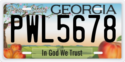 GA license plate PWL5678