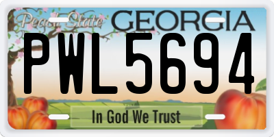 GA license plate PWL5694