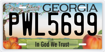 GA license plate PWL5699