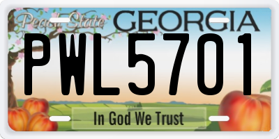 GA license plate PWL5701