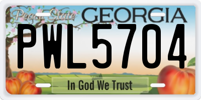 GA license plate PWL5704