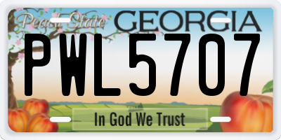 GA license plate PWL5707
