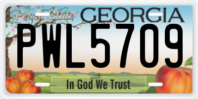 GA license plate PWL5709