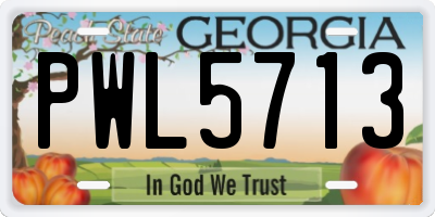 GA license plate PWL5713