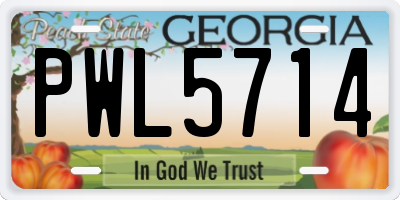 GA license plate PWL5714