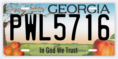 GA license plate PWL5716