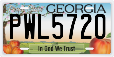 GA license plate PWL5720