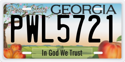 GA license plate PWL5721