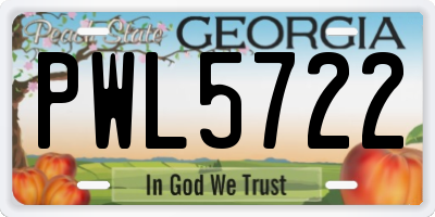 GA license plate PWL5722