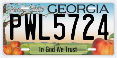 GA license plate PWL5724