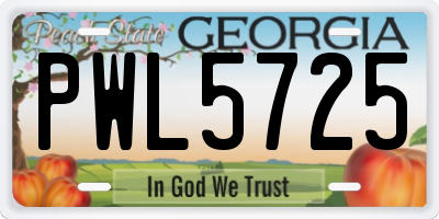 GA license plate PWL5725