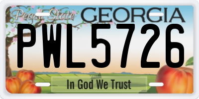 GA license plate PWL5726
