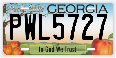 GA license plate PWL5727