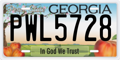 GA license plate PWL5728