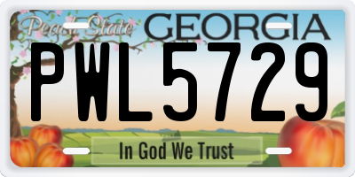GA license plate PWL5729