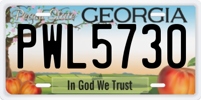 GA license plate PWL5730