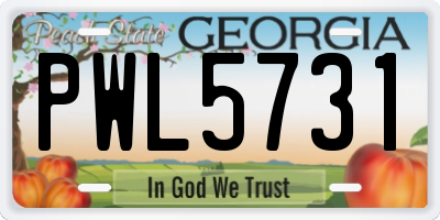 GA license plate PWL5731