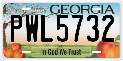 GA license plate PWL5732