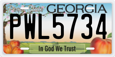 GA license plate PWL5734