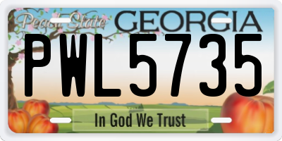 GA license plate PWL5735