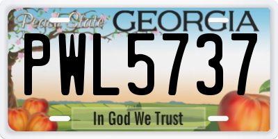 GA license plate PWL5737