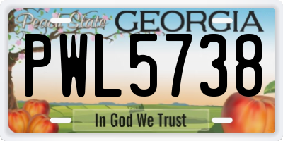 GA license plate PWL5738