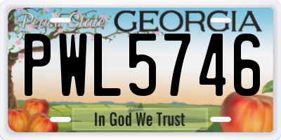 GA license plate PWL5746
