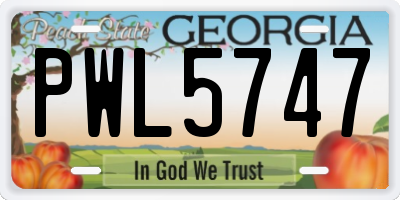 GA license plate PWL5747