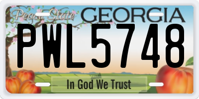 GA license plate PWL5748