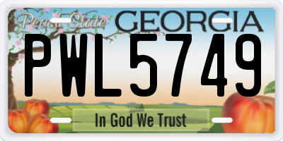 GA license plate PWL5749