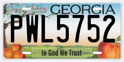 GA license plate PWL5752