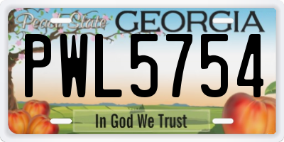 GA license plate PWL5754