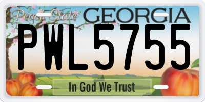 GA license plate PWL5755