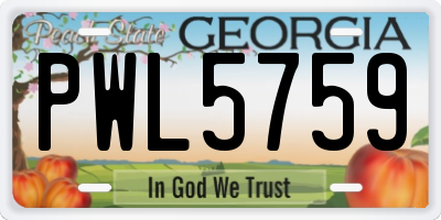 GA license plate PWL5759