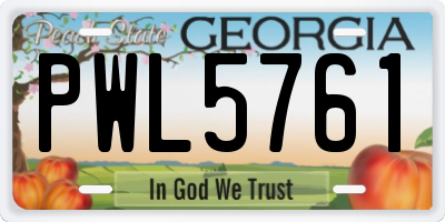 GA license plate PWL5761