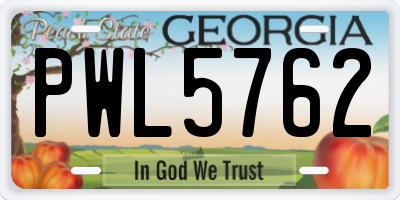 GA license plate PWL5762