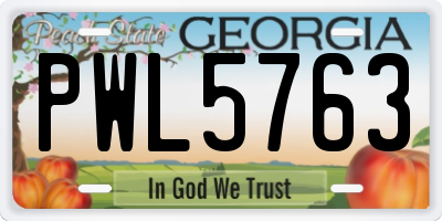 GA license plate PWL5763
