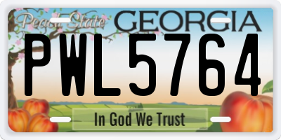 GA license plate PWL5764