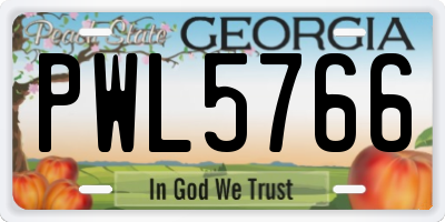 GA license plate PWL5766