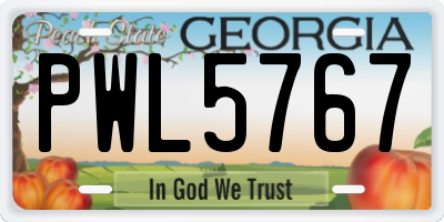 GA license plate PWL5767