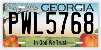 GA license plate PWL5768