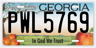 GA license plate PWL5769