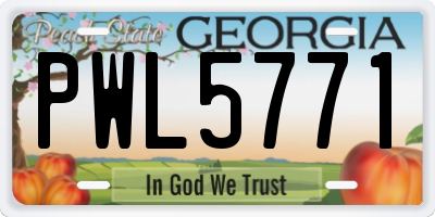 GA license plate PWL5771