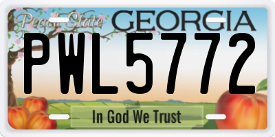 GA license plate PWL5772