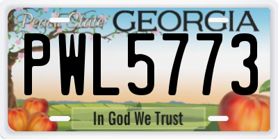 GA license plate PWL5773