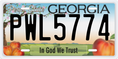 GA license plate PWL5774