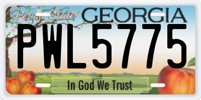 GA license plate PWL5775