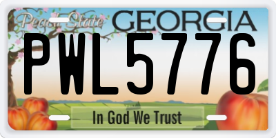 GA license plate PWL5776