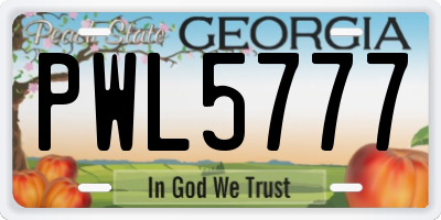 GA license plate PWL5777
