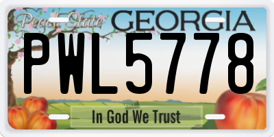 GA license plate PWL5778